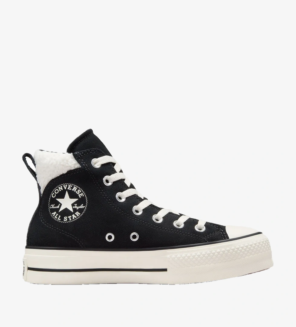 Converse Converse Chuck Taylor All Star Puff Lift Kadın Unisex Siyah Deri Süet Platform Sneaker model görseli