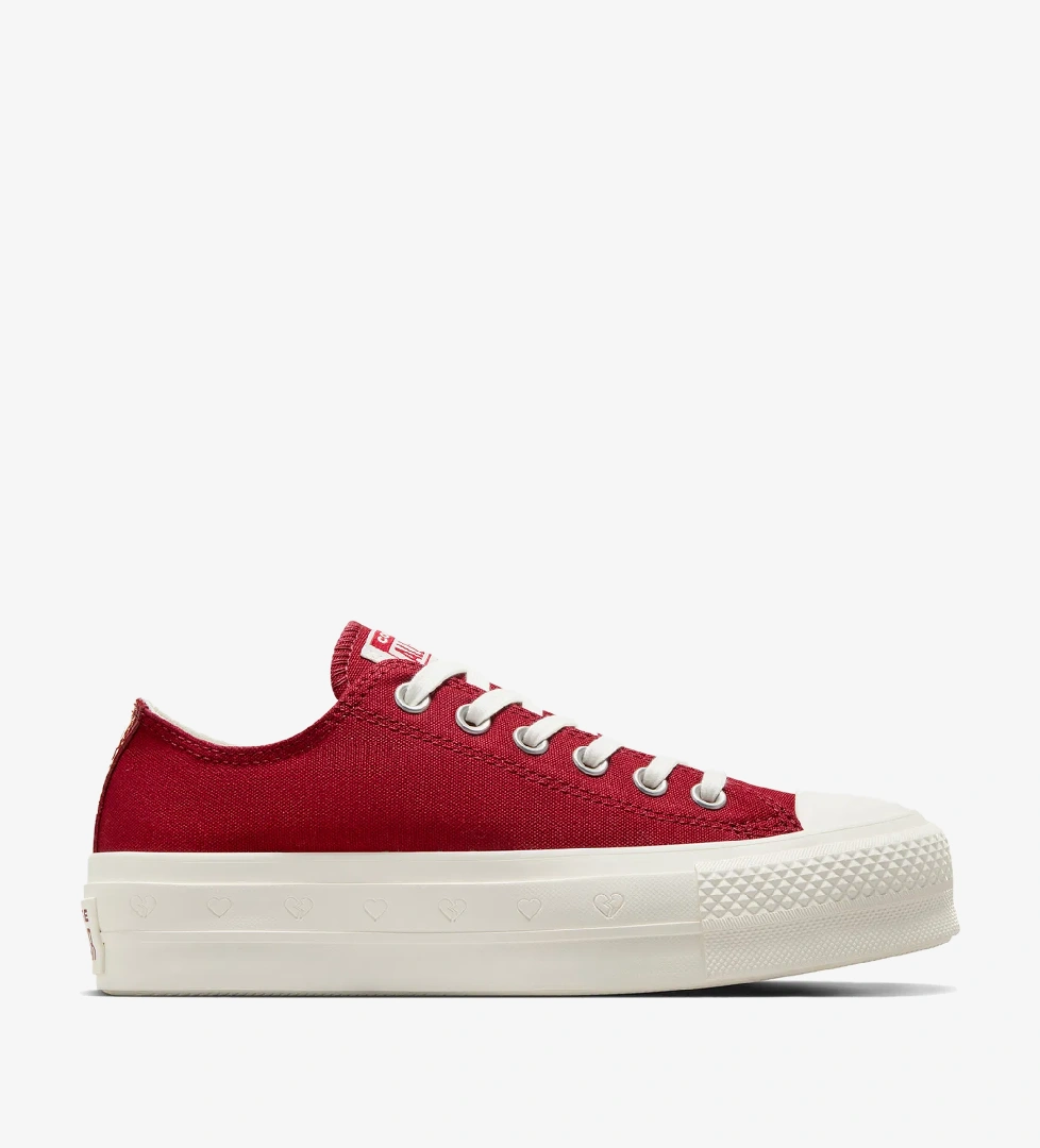 Converse Chuck Taylor All Star Lift Hearts Unisex Kırmızı Platform Sneaker - Görsel 1