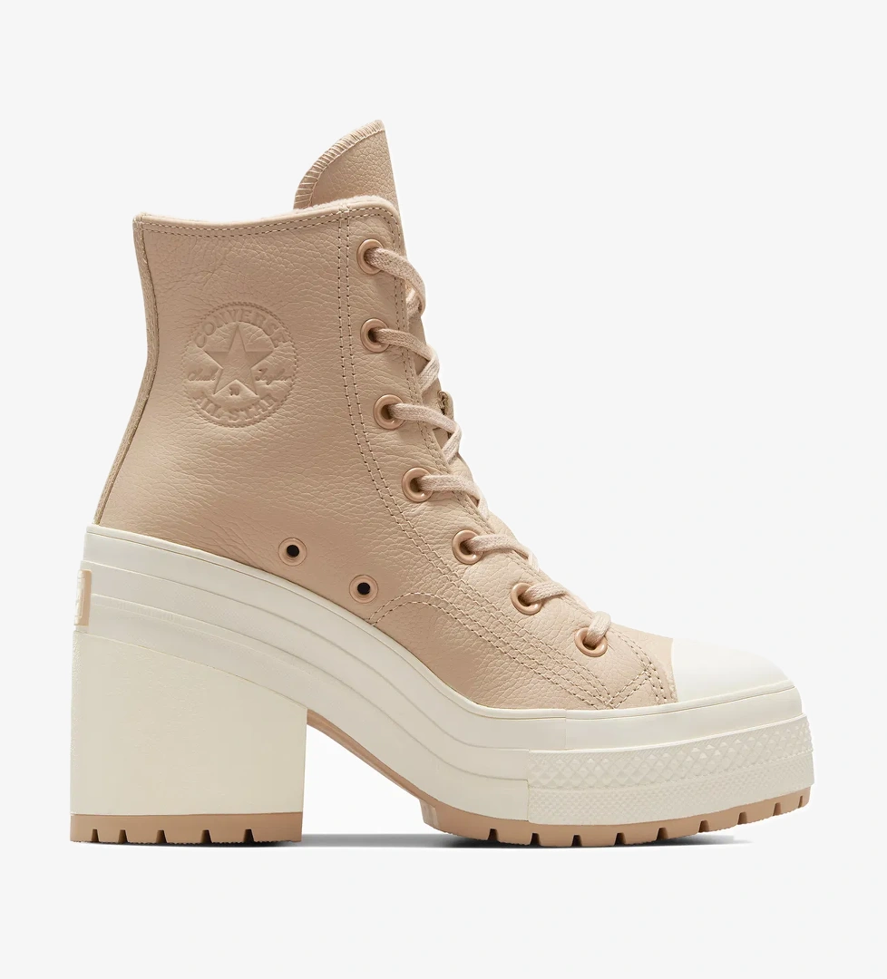 Converse Chuck 70 De Luxe Heel Unisex Kahverengi Deri Platform Sneaker