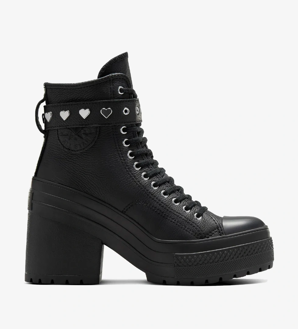 Converse Converse Chuck 70 De Luxe Heel Unisex Siyah Deri Platform Dark Romance Sneaker model görseli