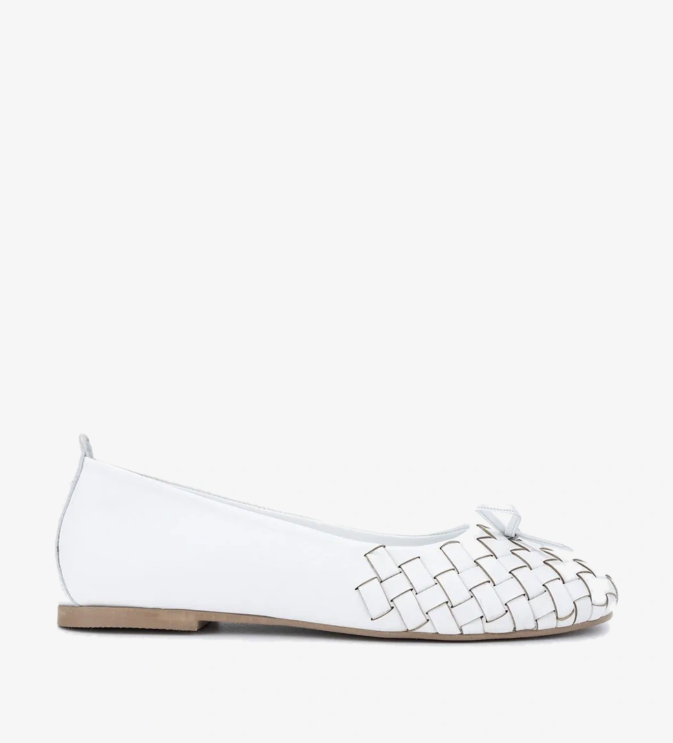 Valmenti Kadın Hakiki Deri Beyaz Babet Ayakkabı - Görsel 1