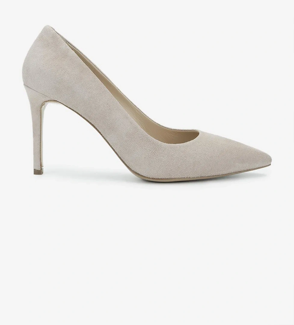 Valmenti Kadın Hakiki Deri Bej Süet Topuklu Ayakkabı - Görsel 1