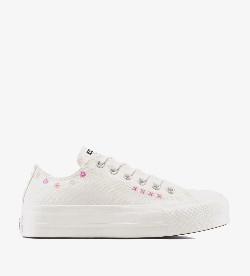 Convese Chuck Taylor All Star Lift Floral Embroıdery Low Top Unisex Krem Sneaker