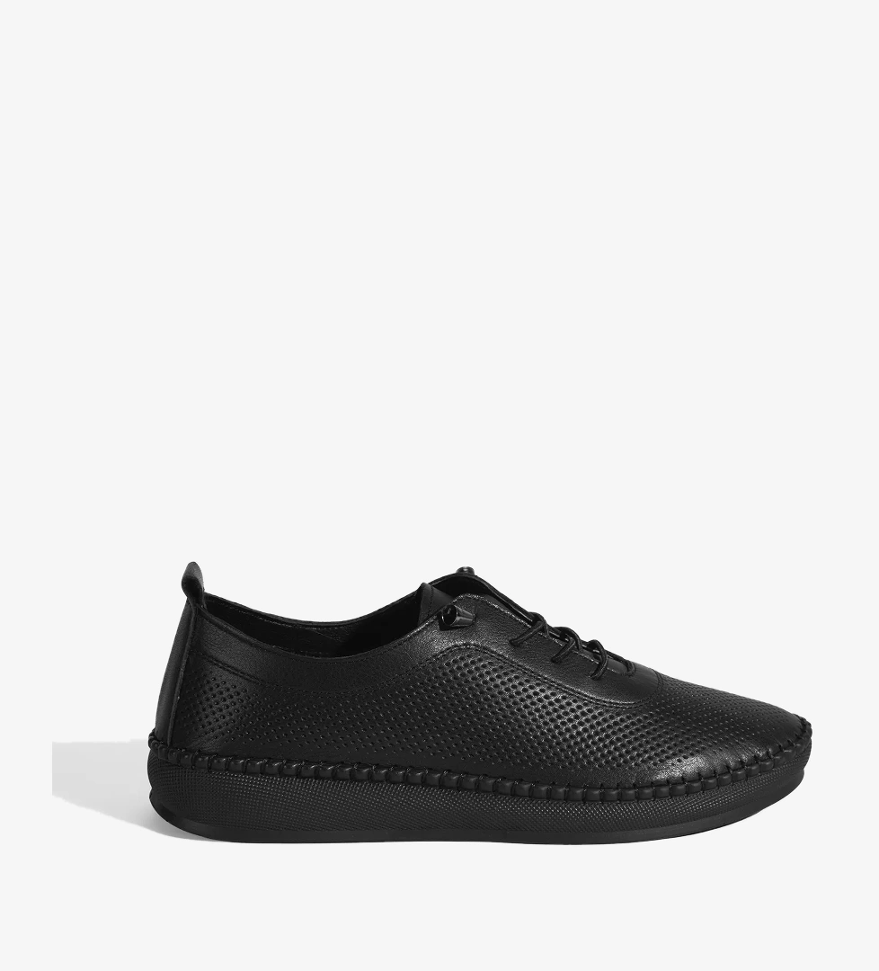 Kadın Siyah Deri Günlük Ayakkabı - Görsel 1