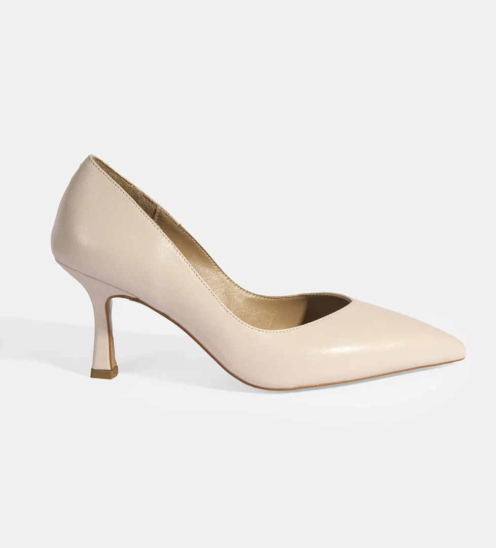 Kadın Bej Topuklu Klasik Ayakkabı - Görsel 1