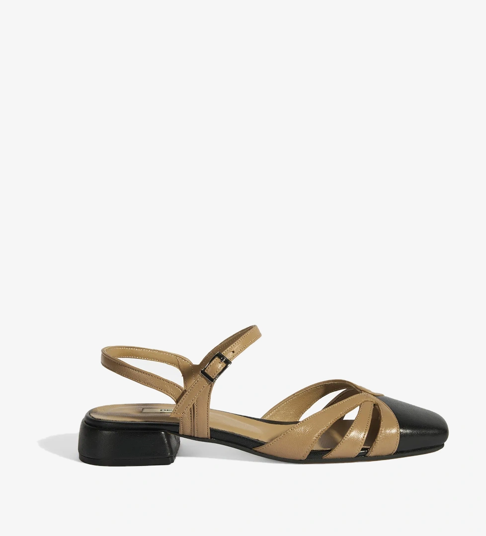 Kadın Bej Slingback Deri Günlük Ayakkabı - Görsel 1