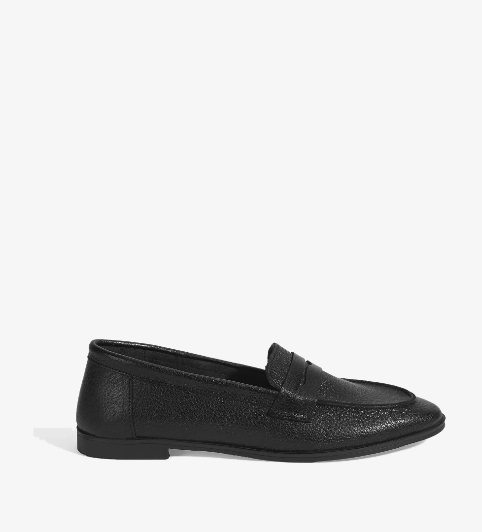 Desa Kadın Siyah Sarı Slip-on Deri Loafer model görseli