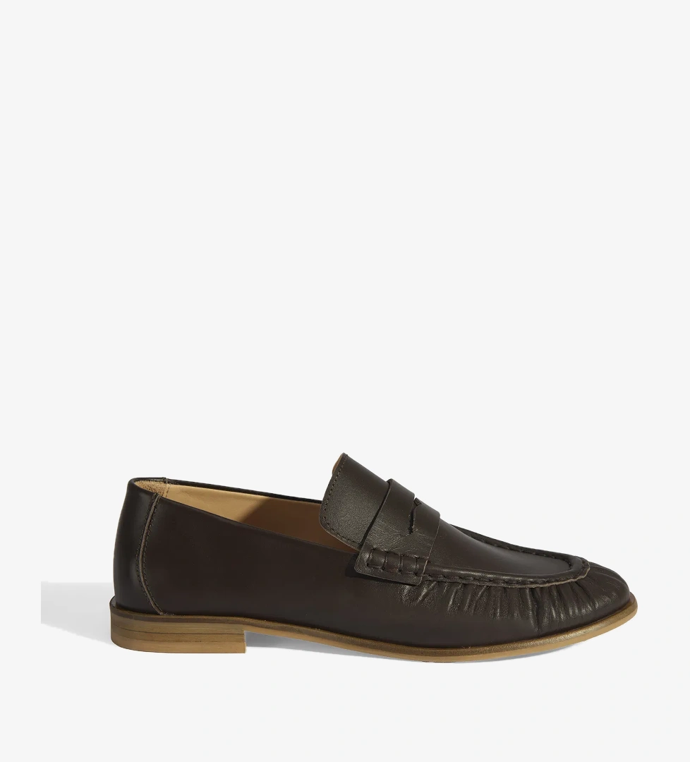Kadın Kahve Slip-On Deri Loafer - Görsel 1