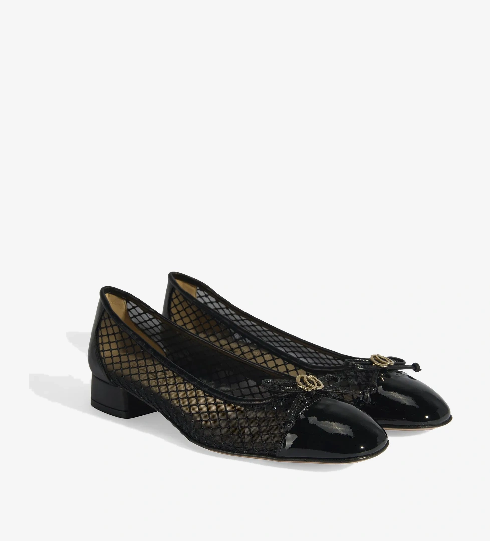 Luca Grossi Luca Grossi Kadın Siyah Aksesuar Detaylı File Babet model görseli