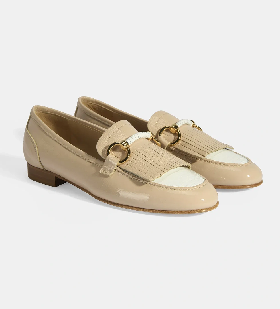 Luca Grossi Kadın Ten Toka Aksesuarlı Püsküllü Rugan Loafer