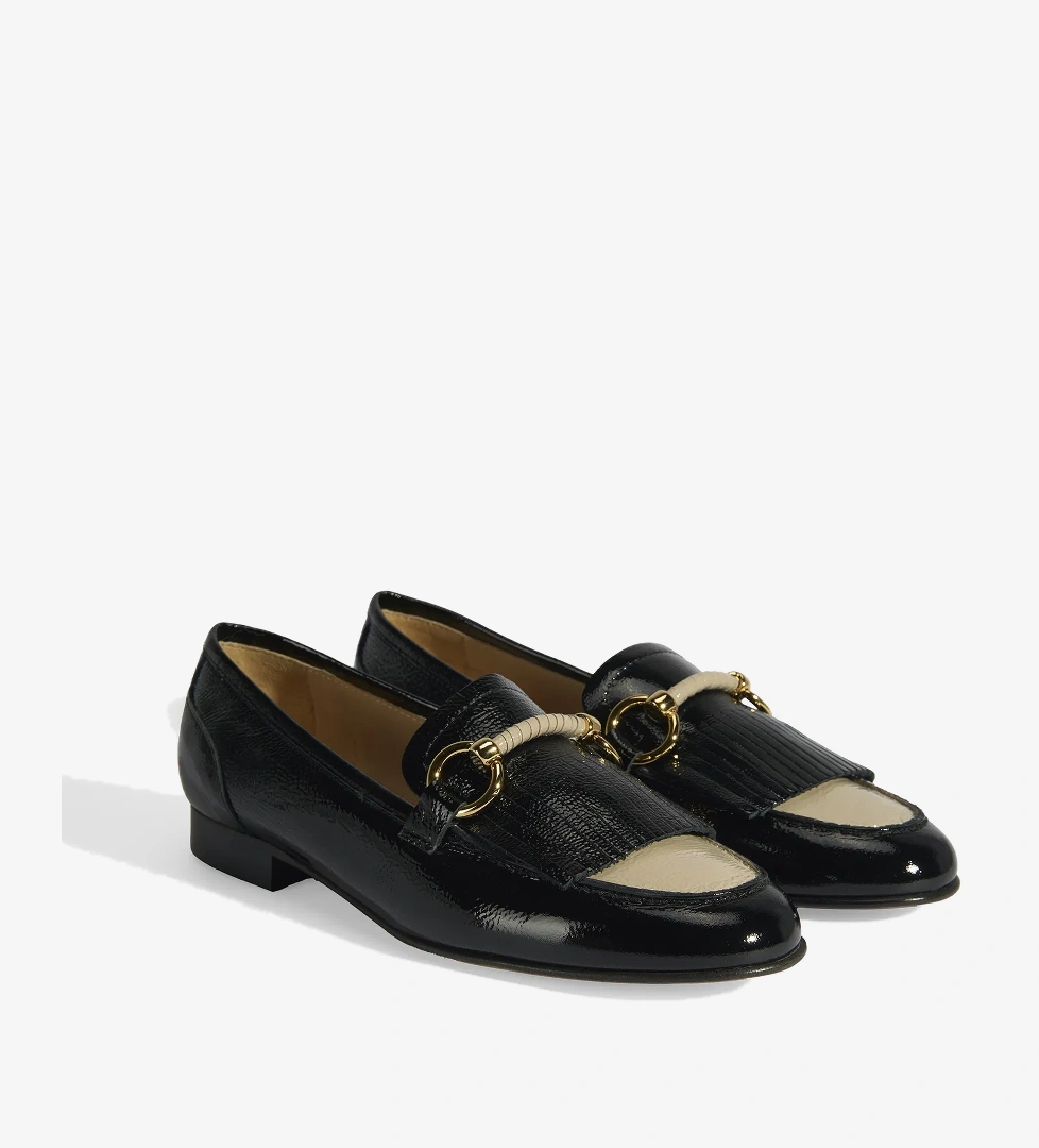 Luca Grossi Kadın Siyah Toka Aksesuarlı Püsküllü Rugan Loafer - Görsel 1