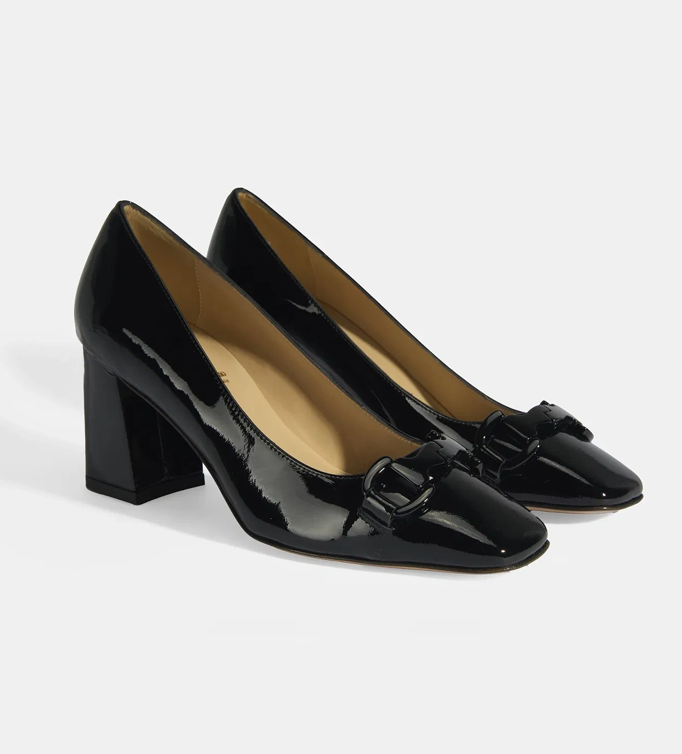 Luca Grossi Kadın Siyah Toka Aksesuarlı Rugan Babet - Görsel 1