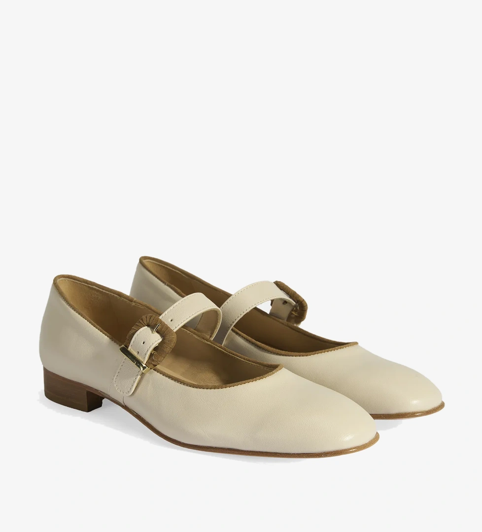 Luca Grossi Luca Grossi Kadın Krem Toka Aksesuarlı Deri Mary Jane Babet model görseli