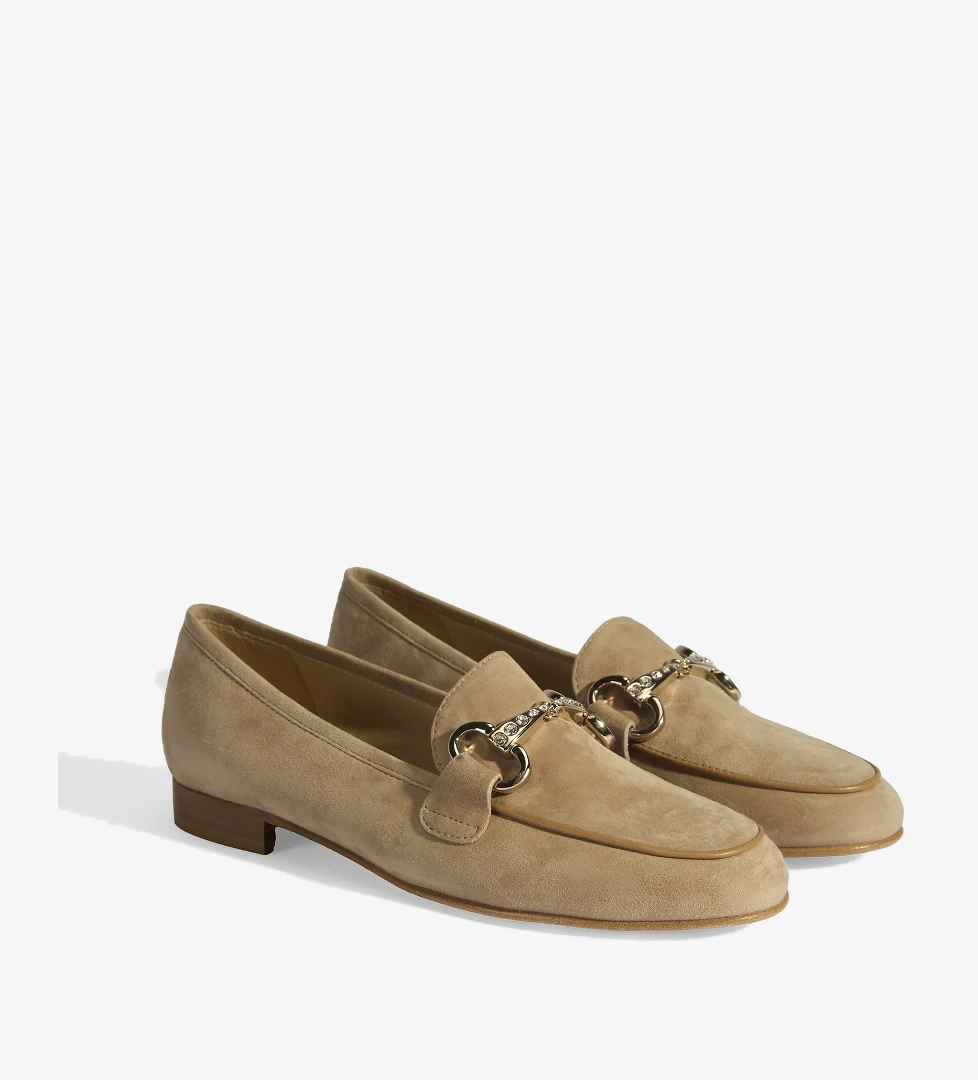 Luca Grossi Kadın Bej Toka Aksesuarlı Süet Loafer - Görsel 1