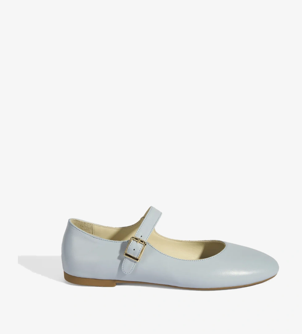 Kadın Mavi Deri Mary Jane Babet