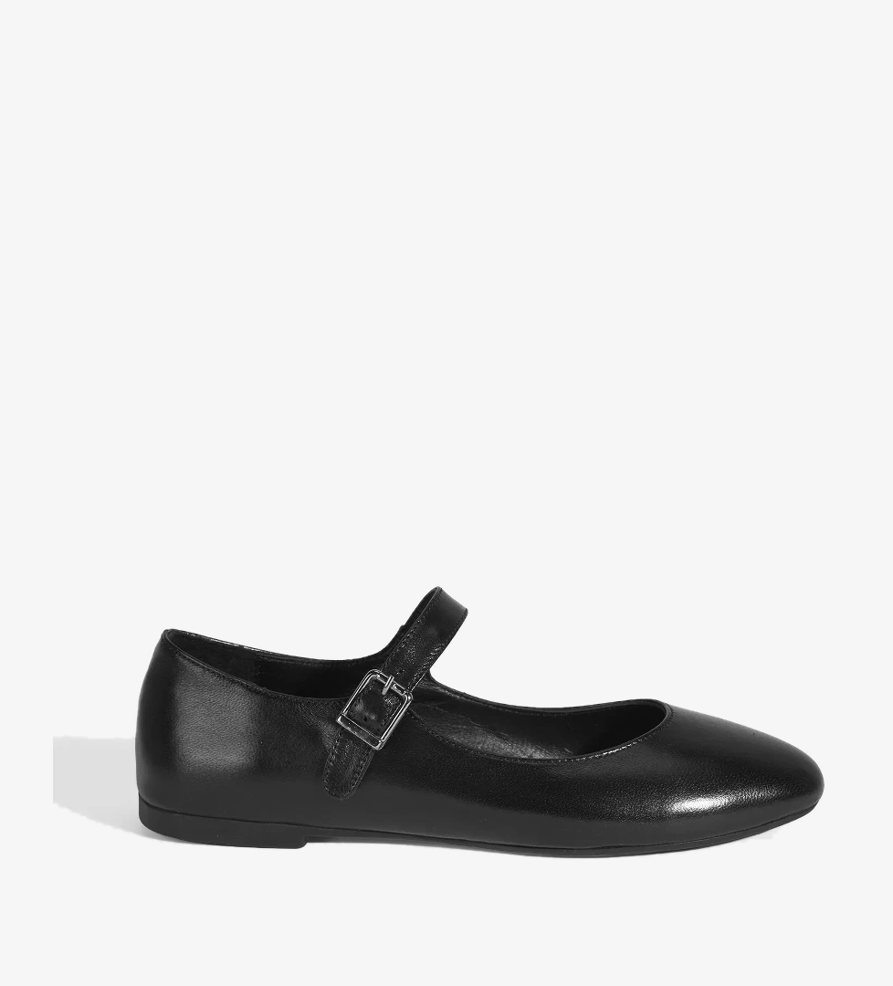Kadın Siyah Deri Mary Jane Babet