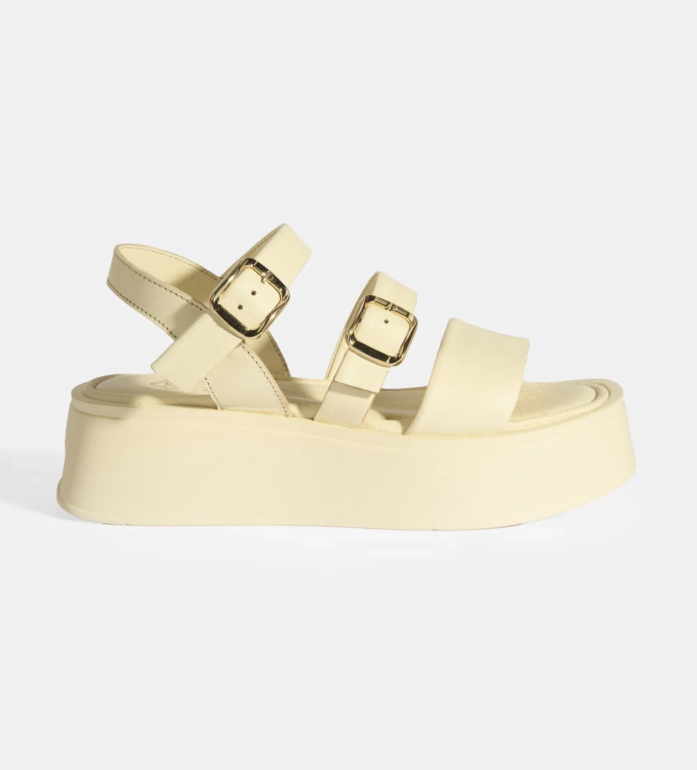 Kadın Krem Deri Sandalet - Görsel 1