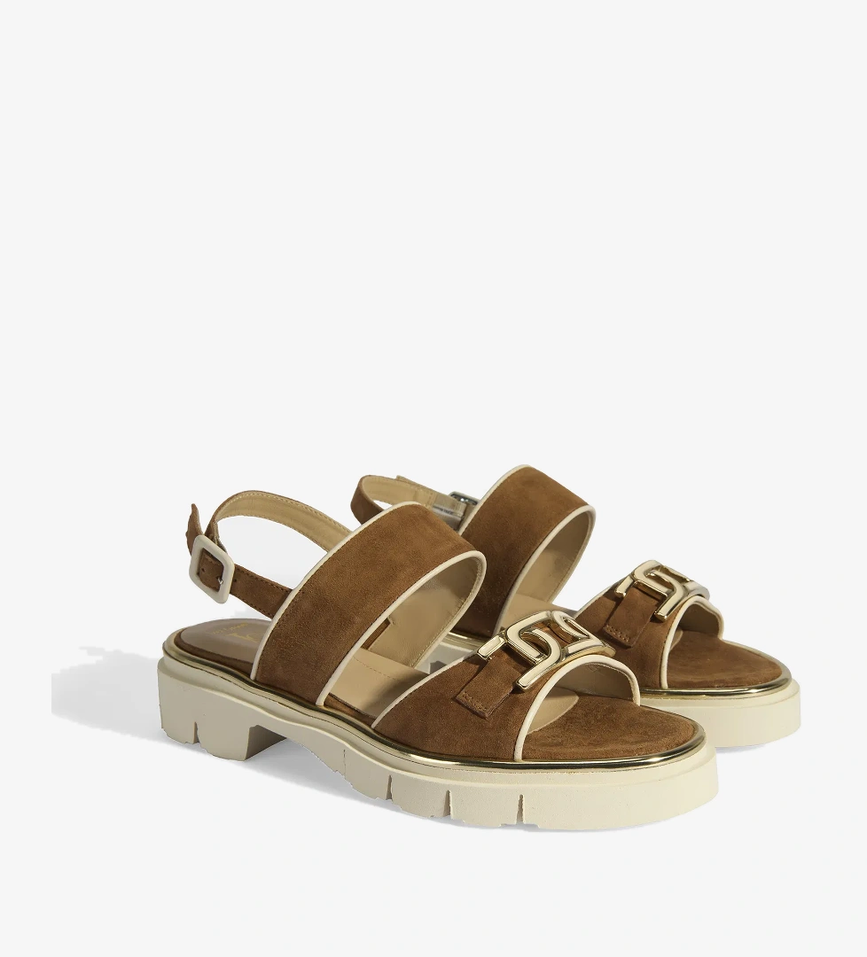 Luca Grossi Kadın Taba Ayarlanabilir Toka Aksesuarlı Süet Sandalet - Görsel 1