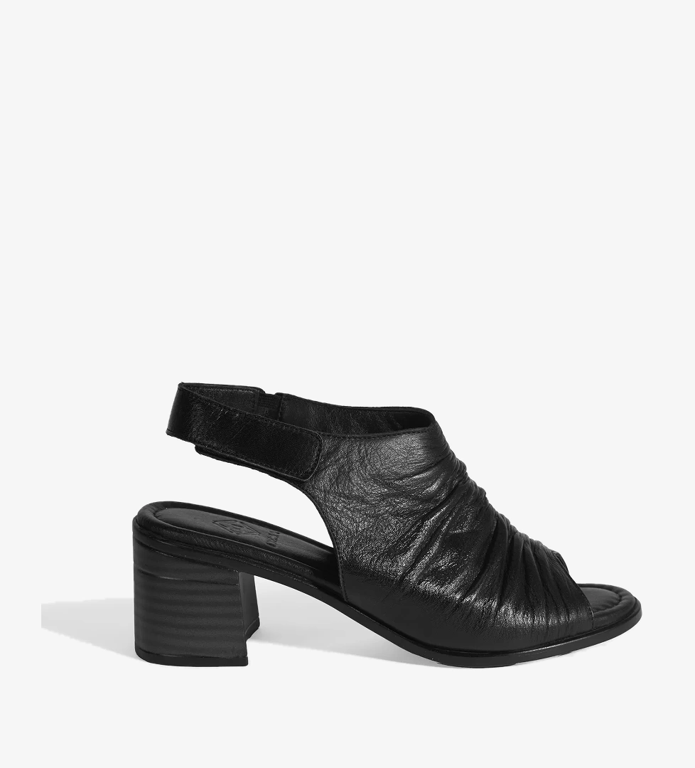 Siyah Kadın Cırt Cırtlı Deri Sandalet - Görsel 1