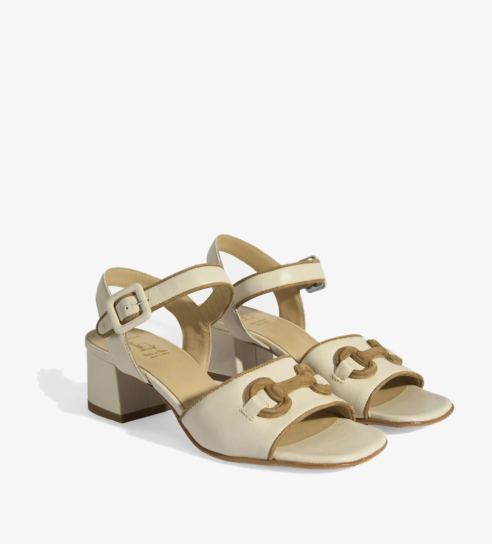 Luca Grossi Kadın Krem Ayarlanabilir Tokalı Deri Sandalet - Görsel 1