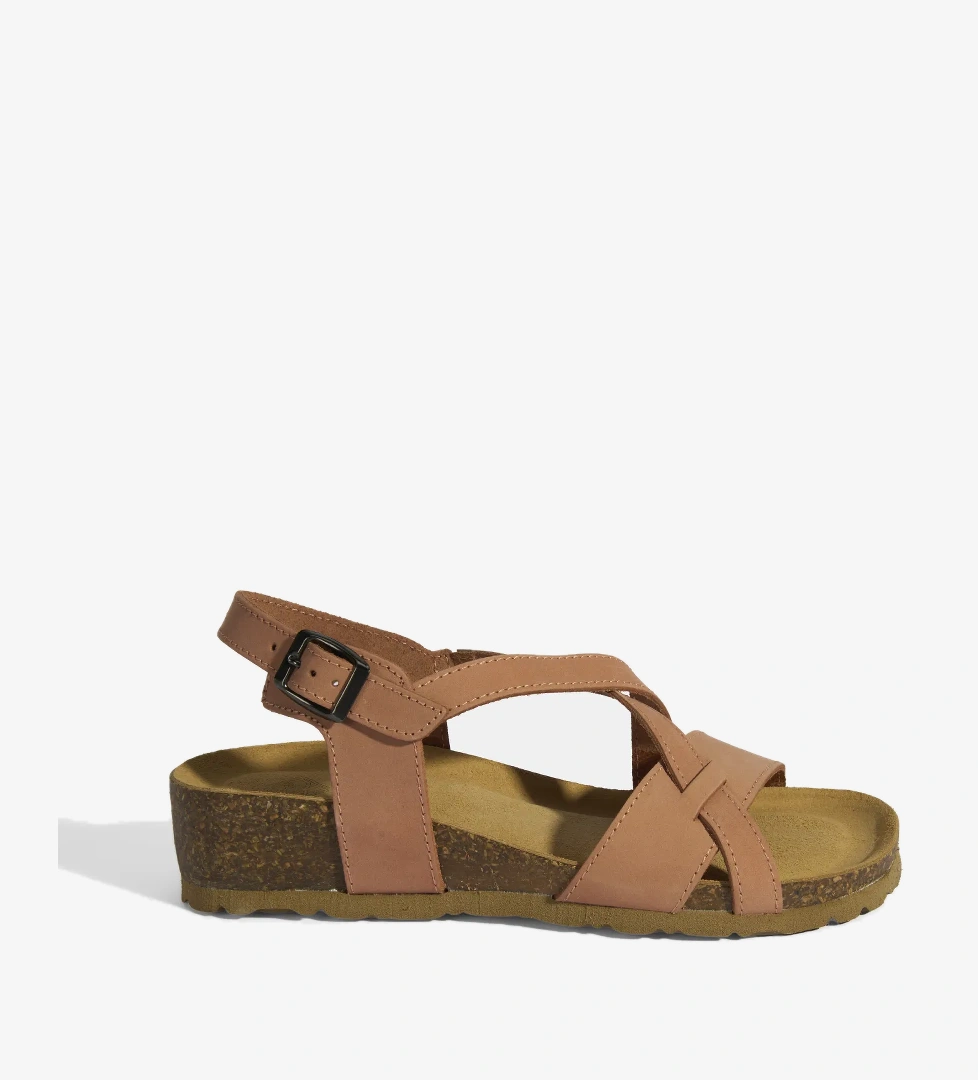 Pembe Kadın Toka Detaylı Süet Sandalet - Görsel 1