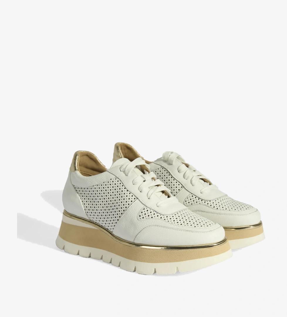 Luca Grossi Kadın Beyaz Bağcıklı Deri Spor Ayakkabı - Görsel 1