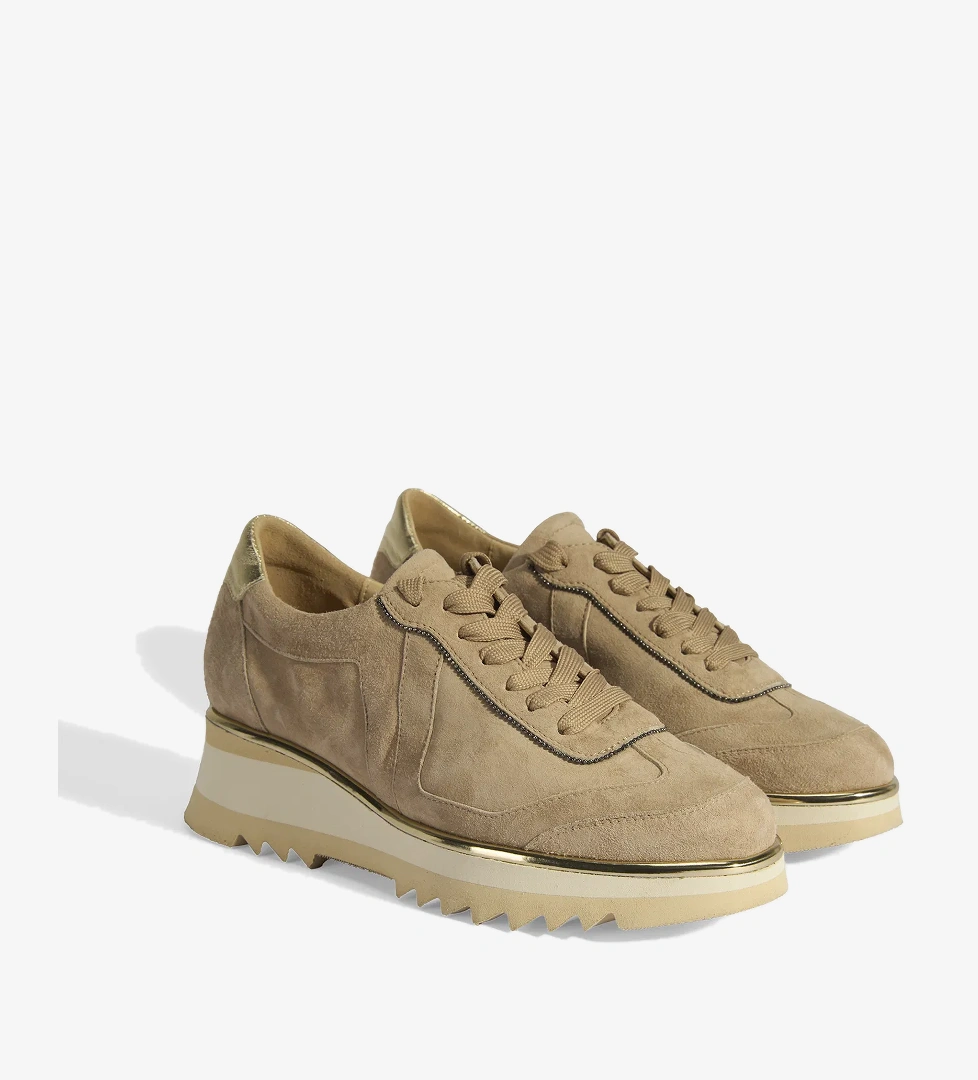 Luca Grossi Luca Grossi Kadın Bej Bağcıklı Süet Spor Ayakkabı model görseli