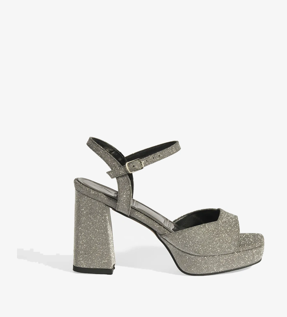 Kadın Platin Toka Detaylı Topuklu Abiye Sandalet - Görsel 1