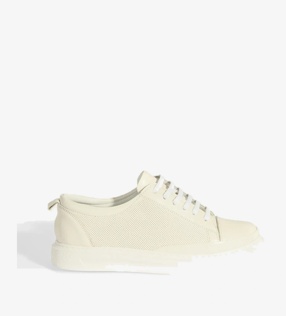 Kadın Beyaz Deri Bağcıklı Spor Ayakkabı