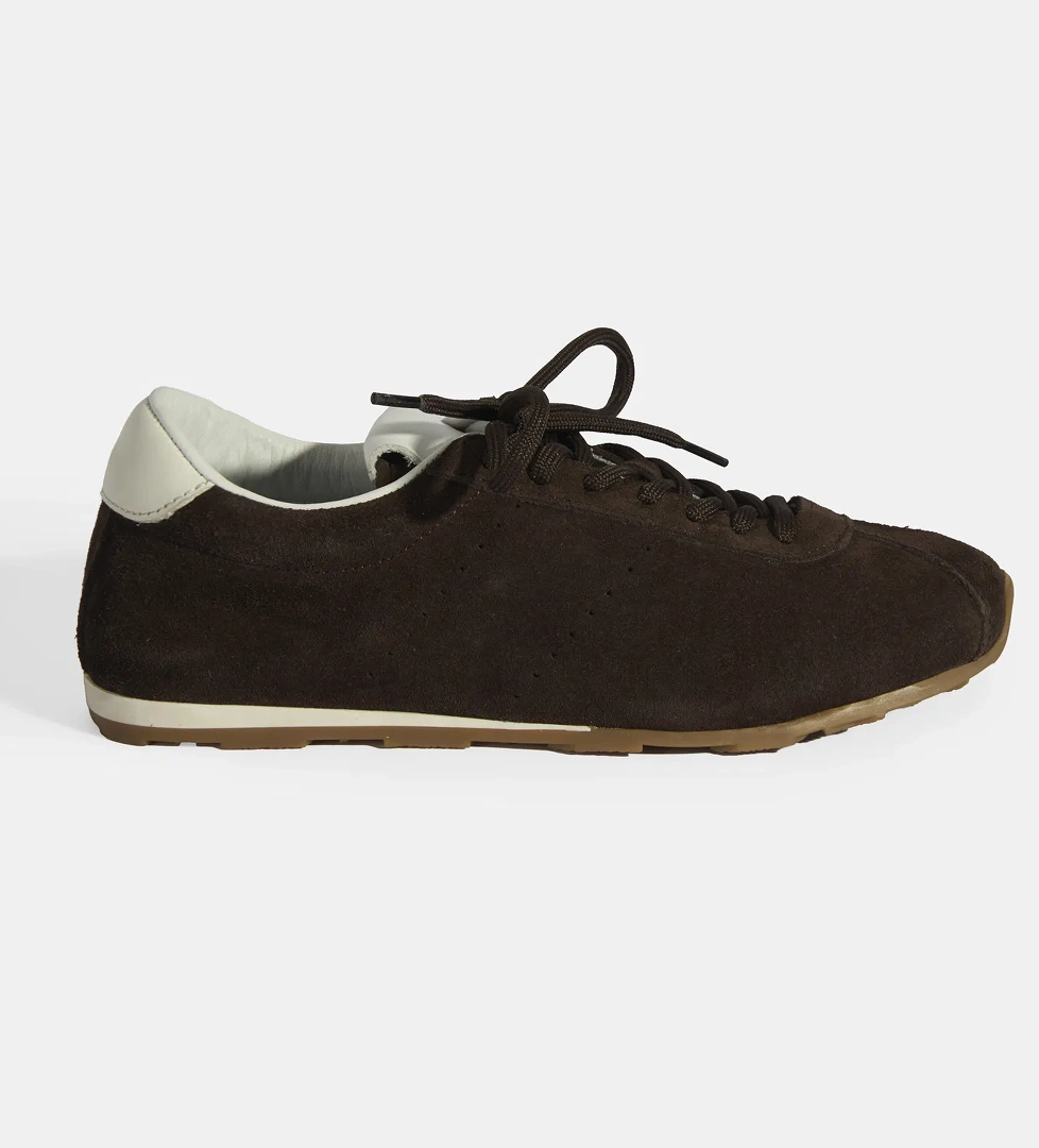 Kadın Kahve Bağcıklı Süet Spor Ayakkabı