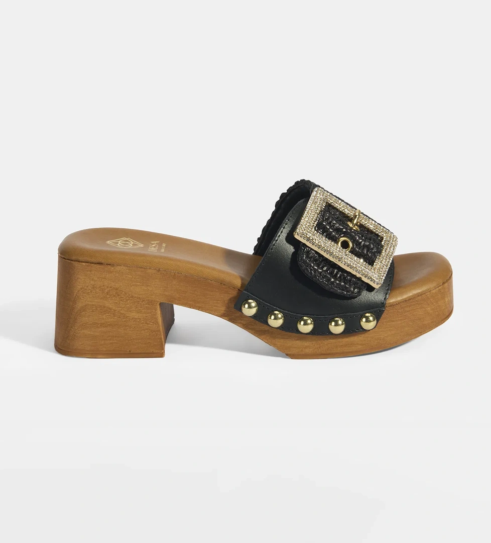 Desa Kadın Siyah Ayarlanabilir Toka Detaylı Topuklu Terlik model görseli