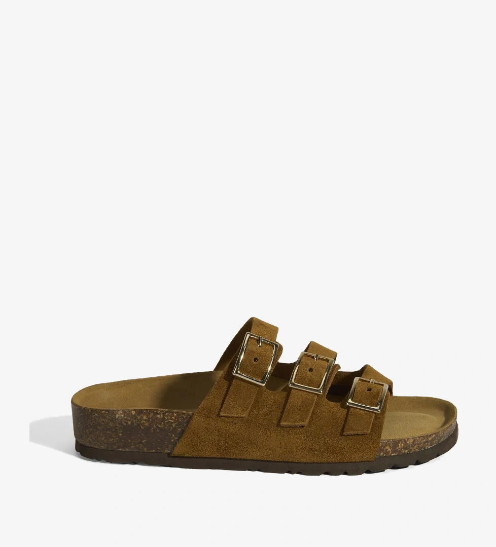 Taba Kadın Toka Detaylı Süet Terlik - Görsel 1