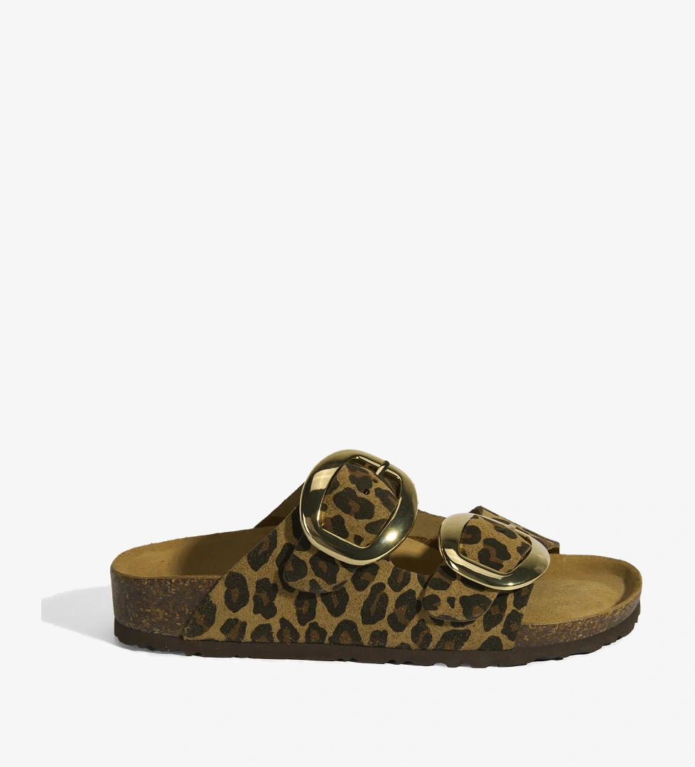 Desa Leopar Vizon Kadın Toka Detaylı Süet Terlik model görseli