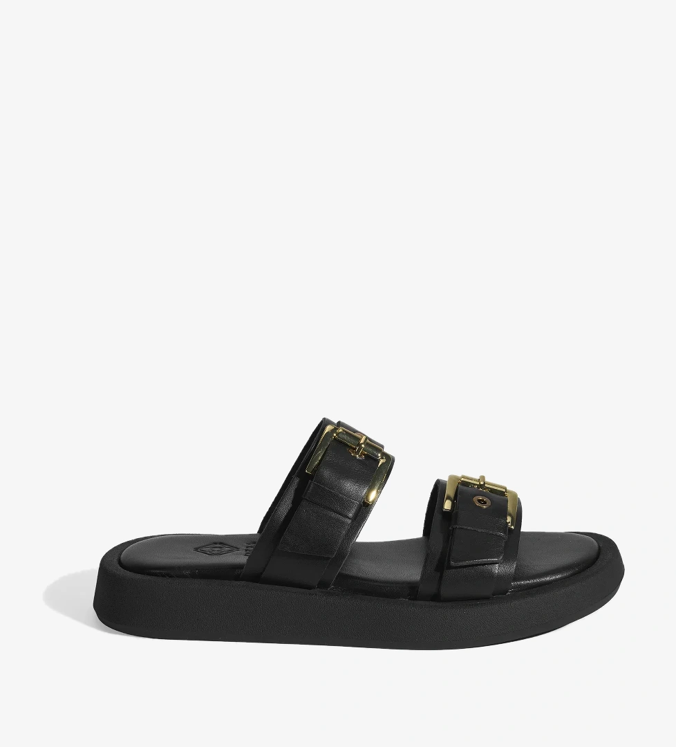 Kadın Siyah Toka Detaylı Deri Terlik - Görsel 1