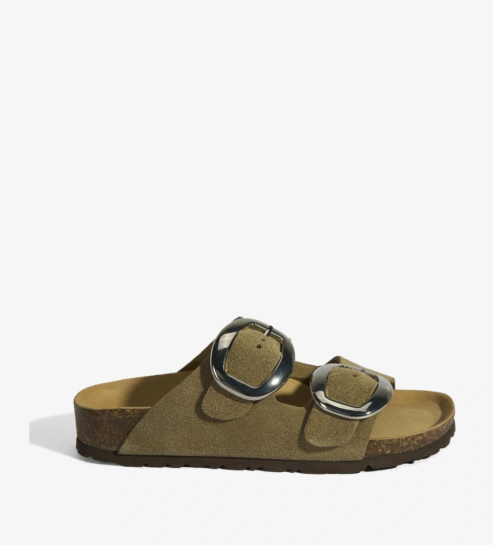 Vizon Kadın Toka Detaylı Süet Terlik