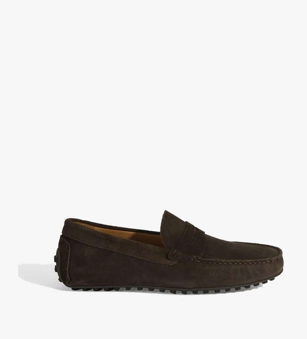 Erkek Kahve Slip-On Süet Loafer