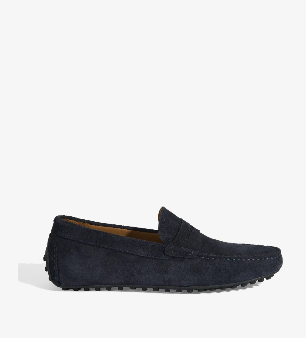 Erkek Lacivert Slip-On Süet Loafer - Görsel 1