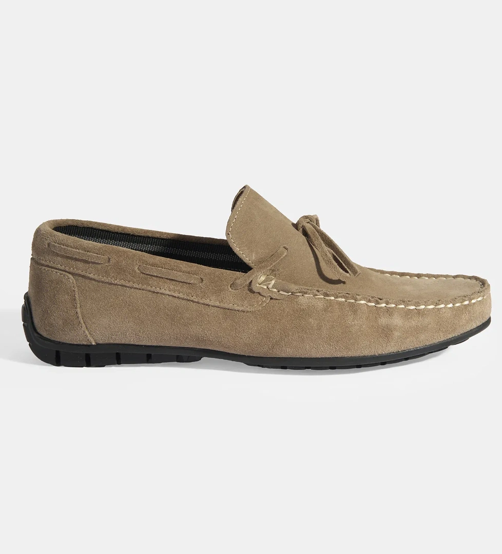 Calandra Kum Erkek Bağcık Detaylı Slip-On Süet Loafer - Görsel 1