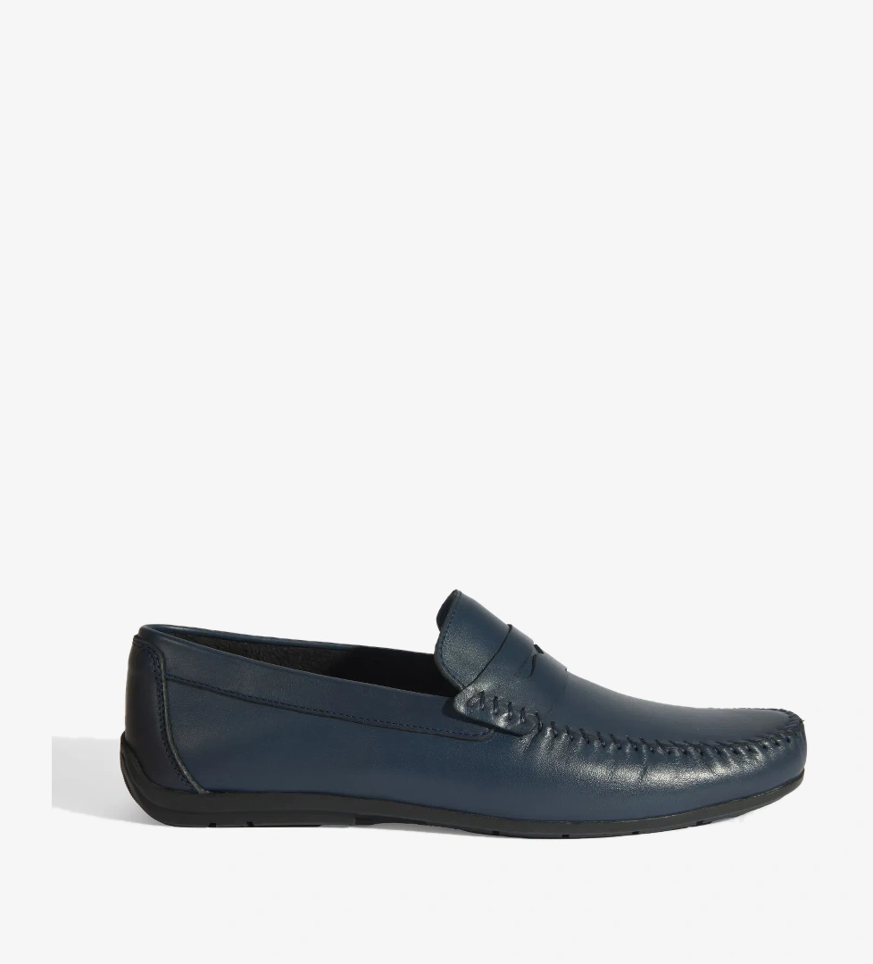Jovian Lacivert Erkek Deri Slip-On Loafer