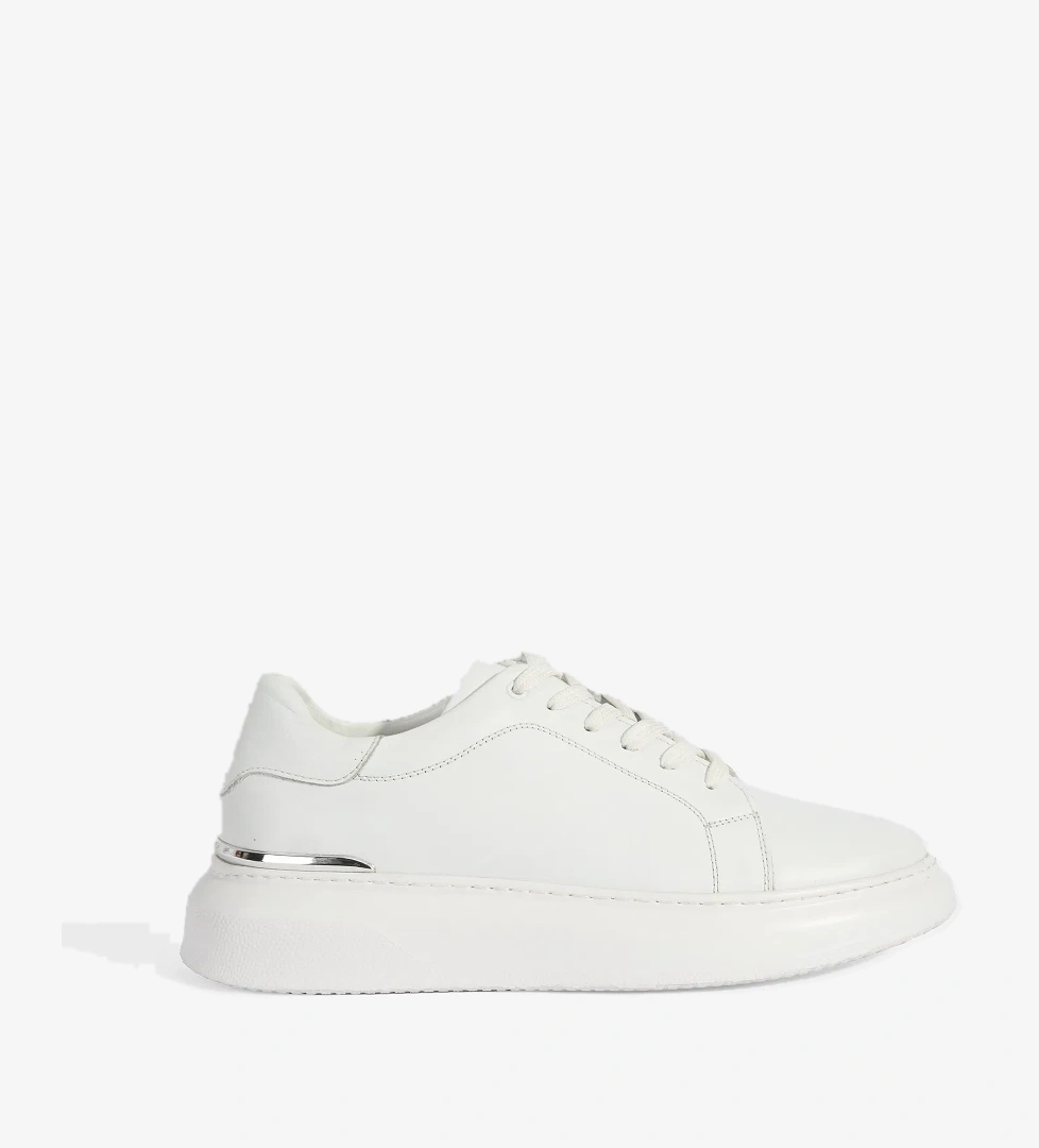 Erkek Beyaz Bağcıklı Deri Günlük Ayakkabı