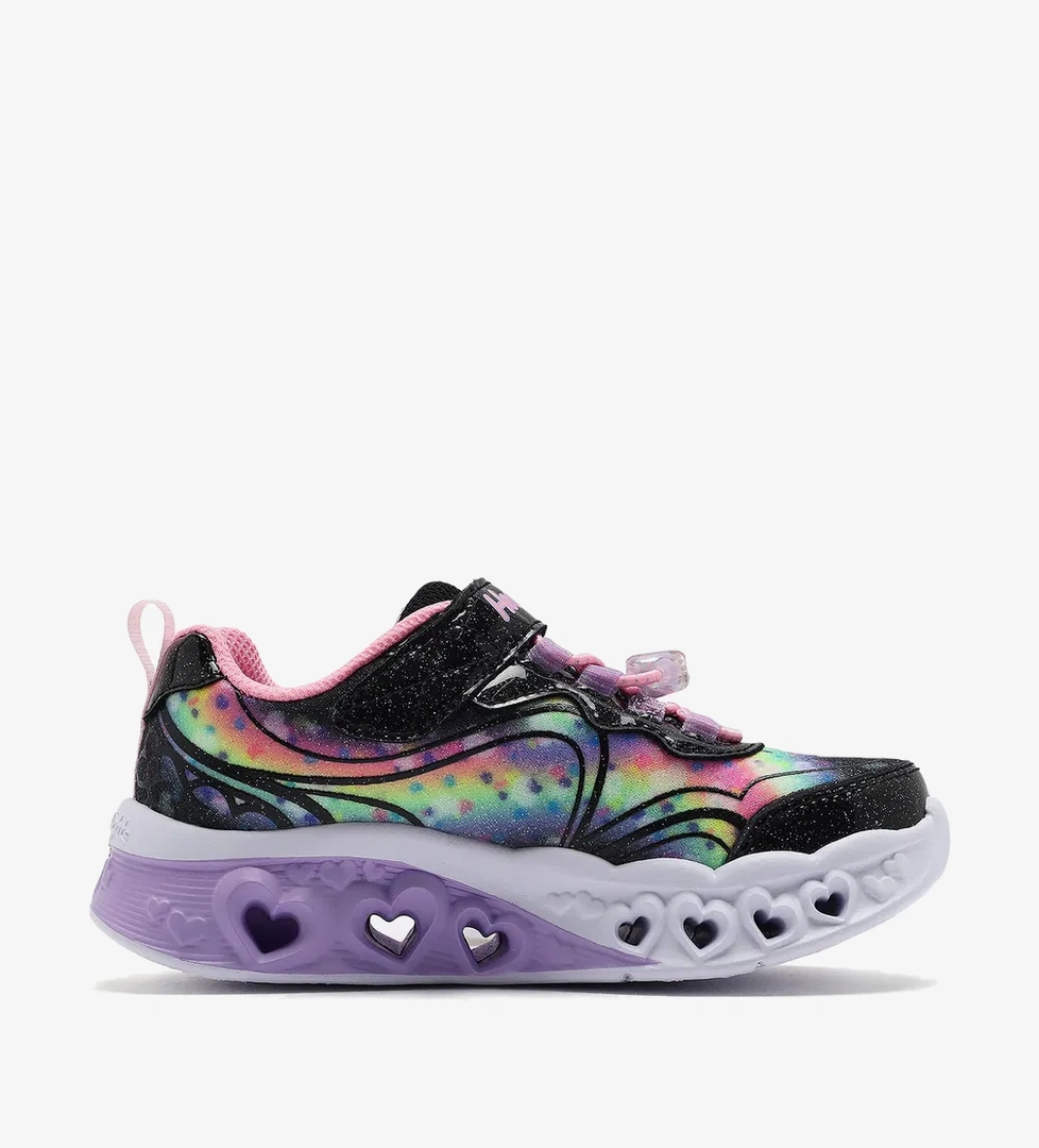 Skechers Flutter Heart Lights Groovy Swirl Kız Çocuk Siyah Işıklı Spor Ayakkabı - Görsel 1