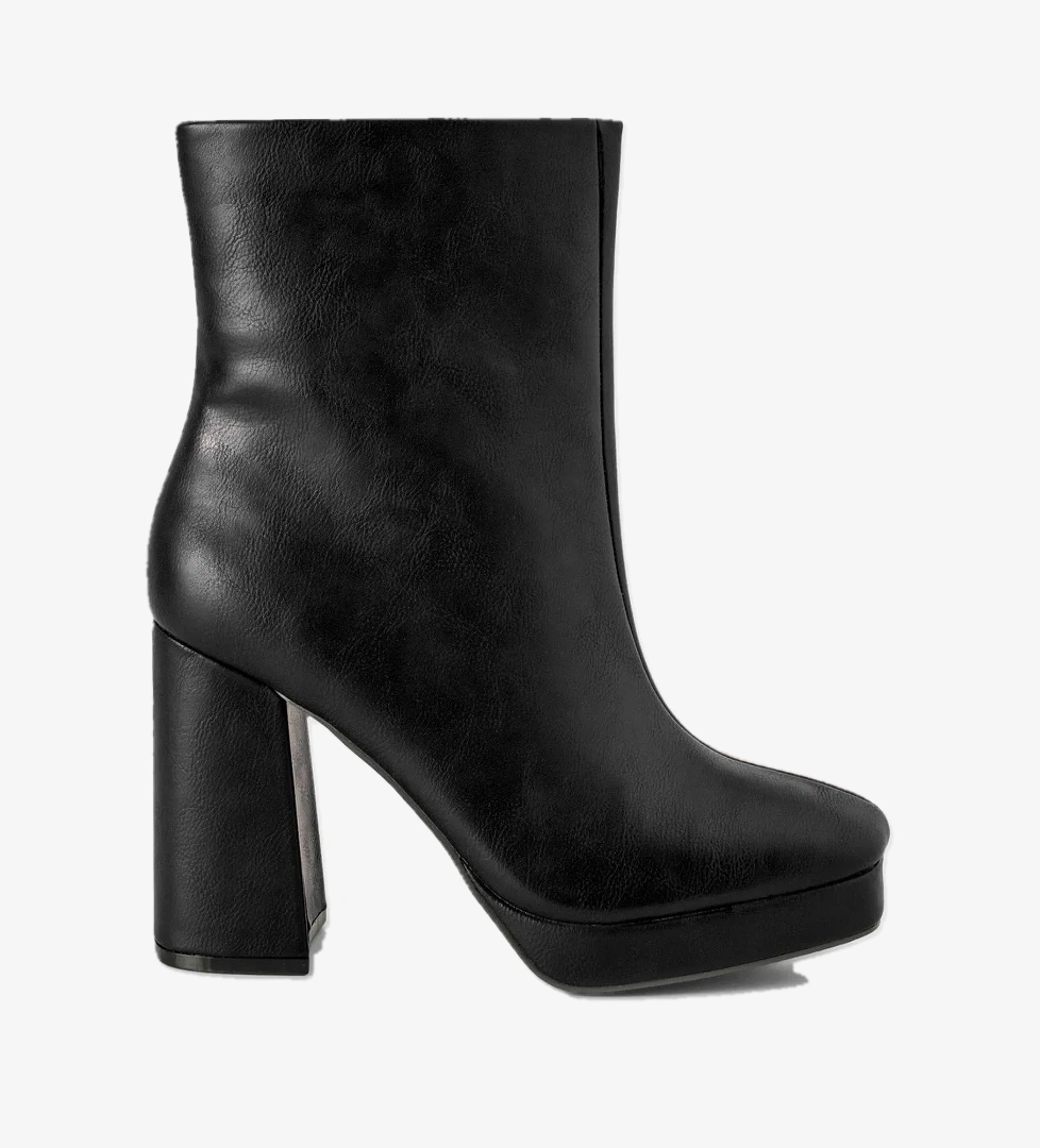 Kadın Siyah Suni Deri Yarım Çizme - Görsel 1