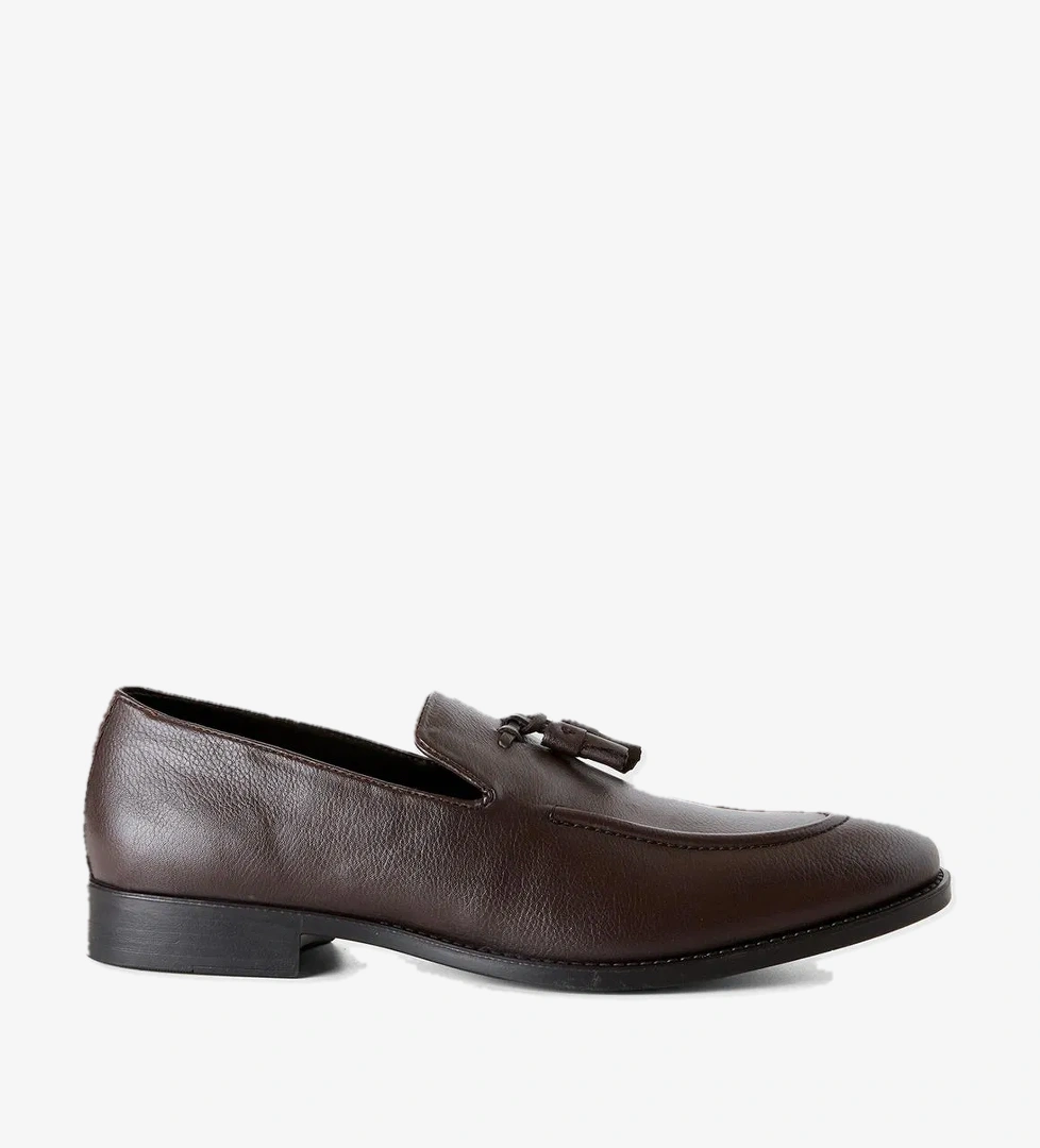 United Colors Of Benetton Erkek Koyu Kahverengi Hafif Topuklu Önü Püsküllü Mokasen Ayakkabı model görseli