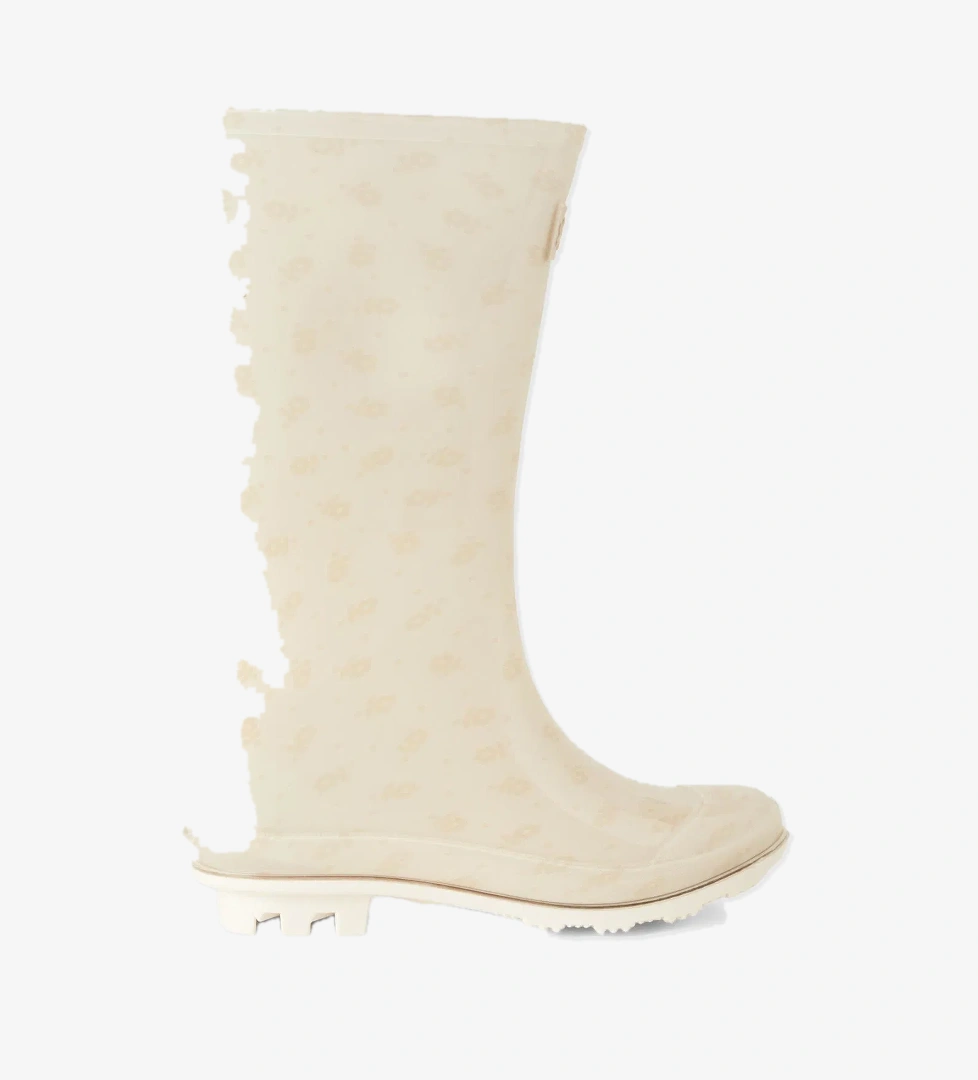 Kız Çocuk Ekru Kesik Logolu Çizme - Görsel 1