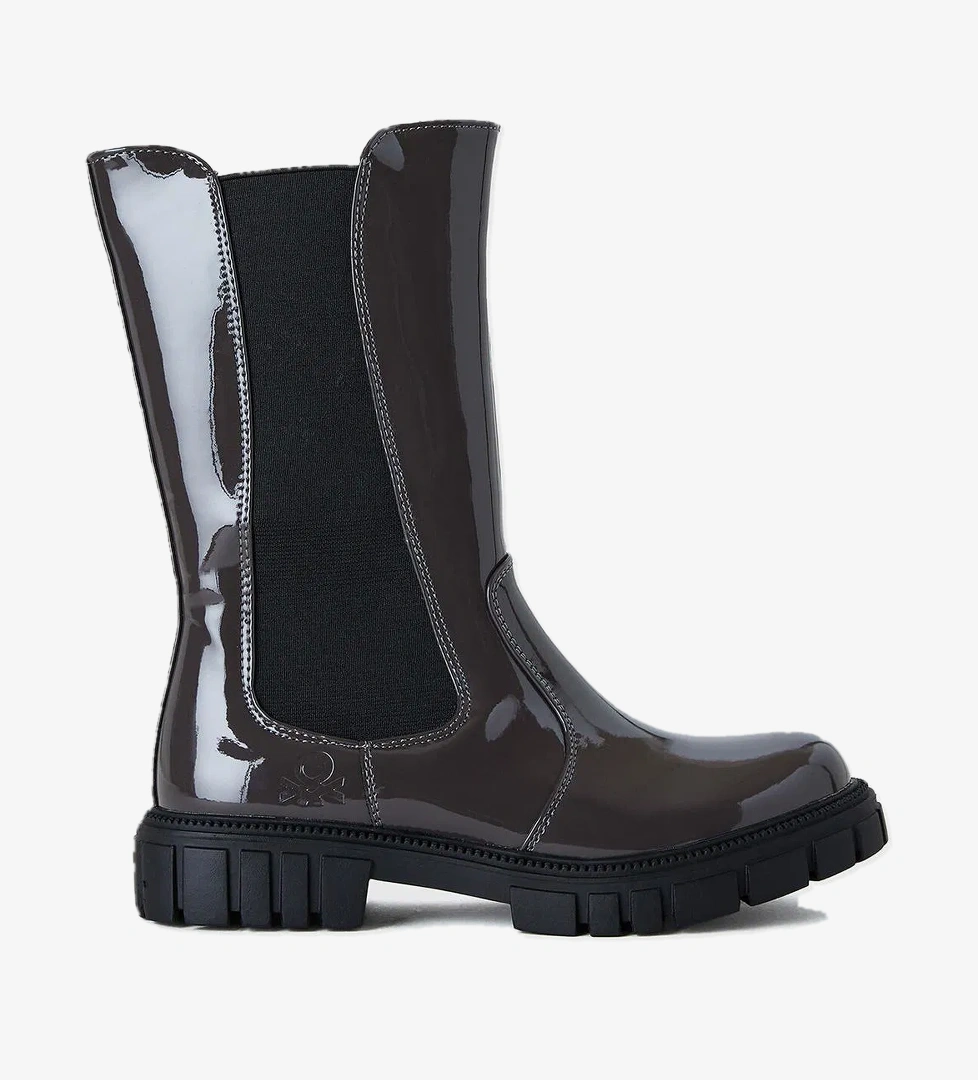 United Colors Of Benetton Kız Çocuk Antrasit Logolu Elastik Detaylı İç Tarafı Fermuarlı Suni Deri Bot model görseli