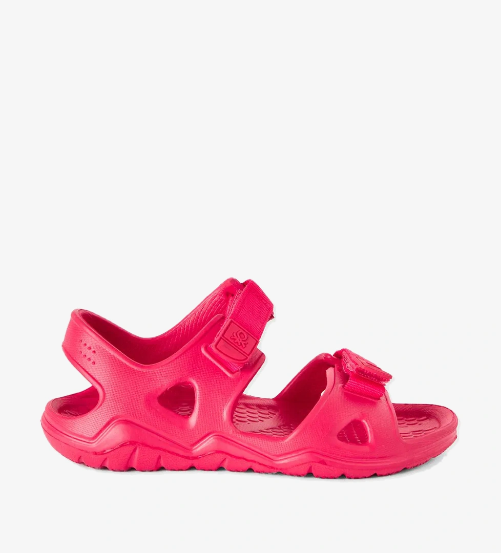 Erkek Çocuk Fuşya Tek Renk Çift Bantlı Eva Taban Sandalet - Görsel 1