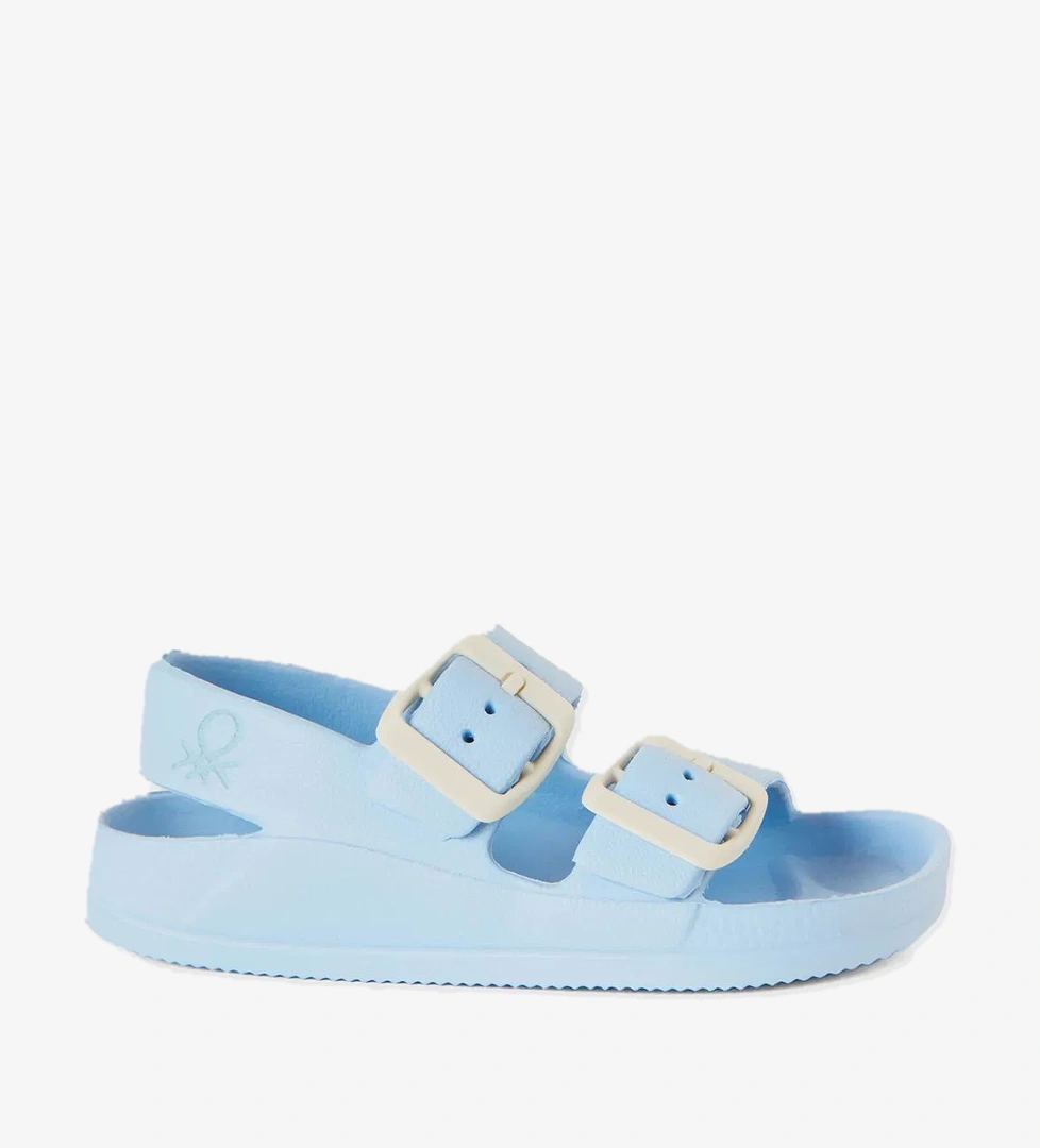 Erkek Çocuk Açık Mavi Logo Detaylı Çift Bantlı Ayarlanabilir Kemerli Sandalet