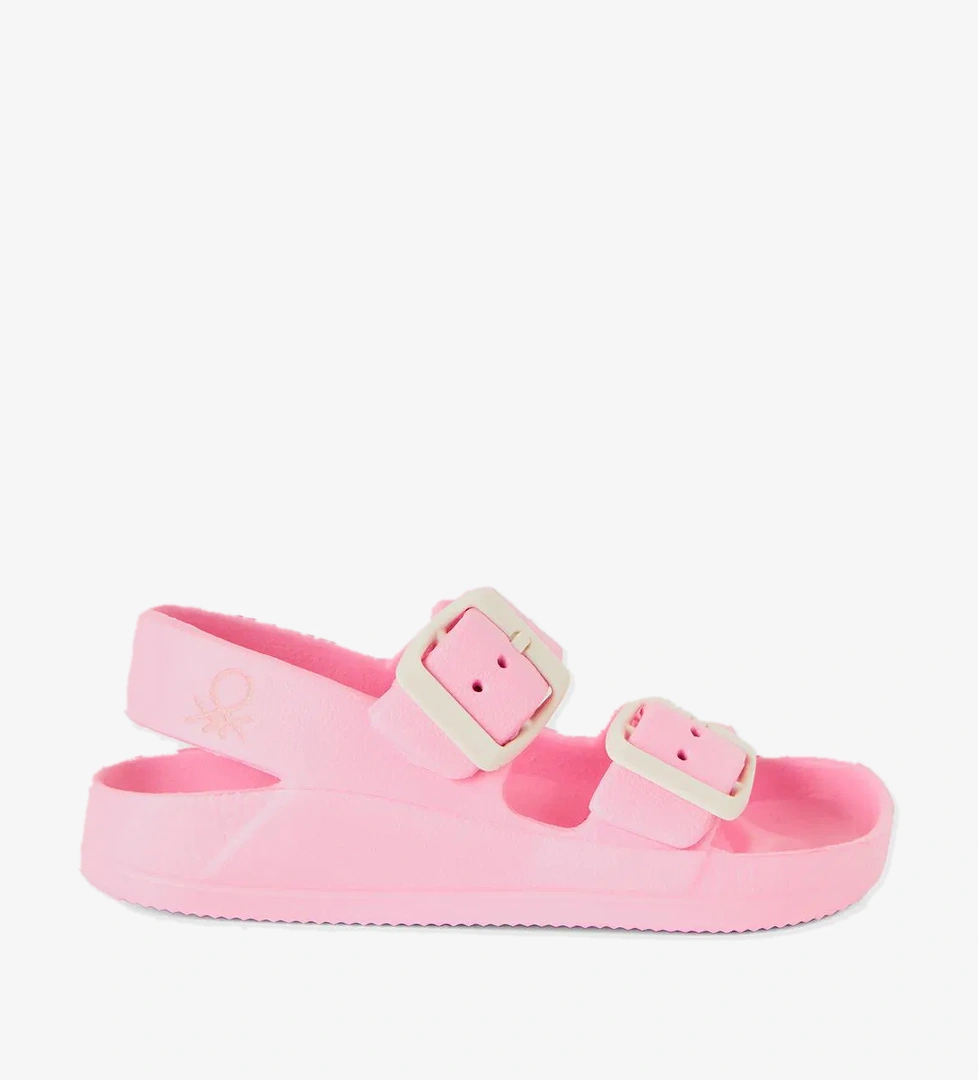 United Colors Of Benetton Erkek Çocuk Açık Pembe Mavi Logo Detaylı Çift Bantlı Ayarlanabilir Kemerli Sandalet model görseli