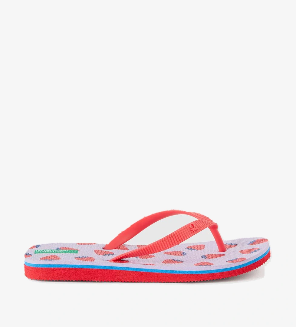 Erkek Çocuk Lila Üstü Logo Baskılı Tamamı Desenli Parmak Arası Terlik