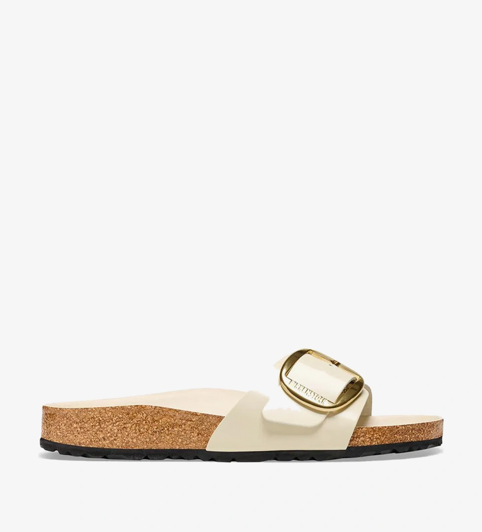 Birkenstock Madrid Big Buckle Nl High Shine Kadın Krem Terlik - Görsel 1